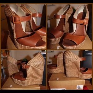 Christian Louboutin Praia 140 Camel Rope Wedge